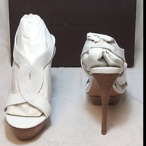 NWOT - ELIE TAHARI Women's Cleopatra Platform Sandal -White Leather - - Picture 4 of 5